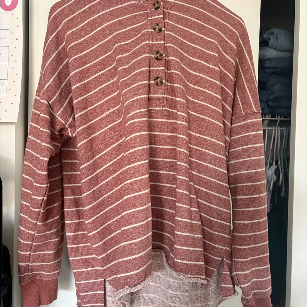 Maurices Pink Striped Sweatshirt